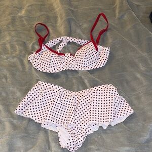 SHEIN Red and White Polka Dot Bikini